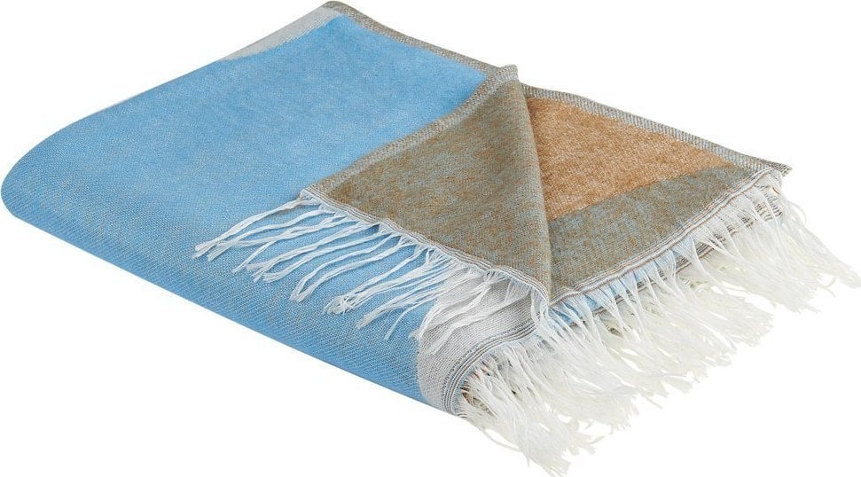Beliani Koc 130 x 170 cm beżowo-niebieski HAKUI!