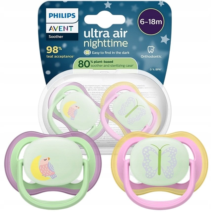 Avent SCF376/29 Smoczek Air Night 6-18 Girl