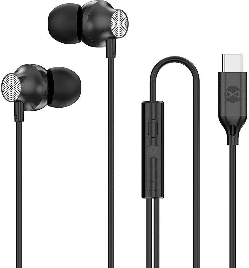 Forever słuchawki przewodowe EP-02 dokanałowe USB-C czarne