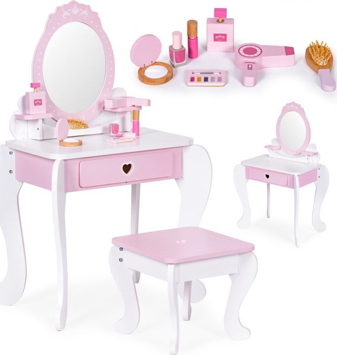 Drewniana toaletka dziecięca + 7 akcesoriów