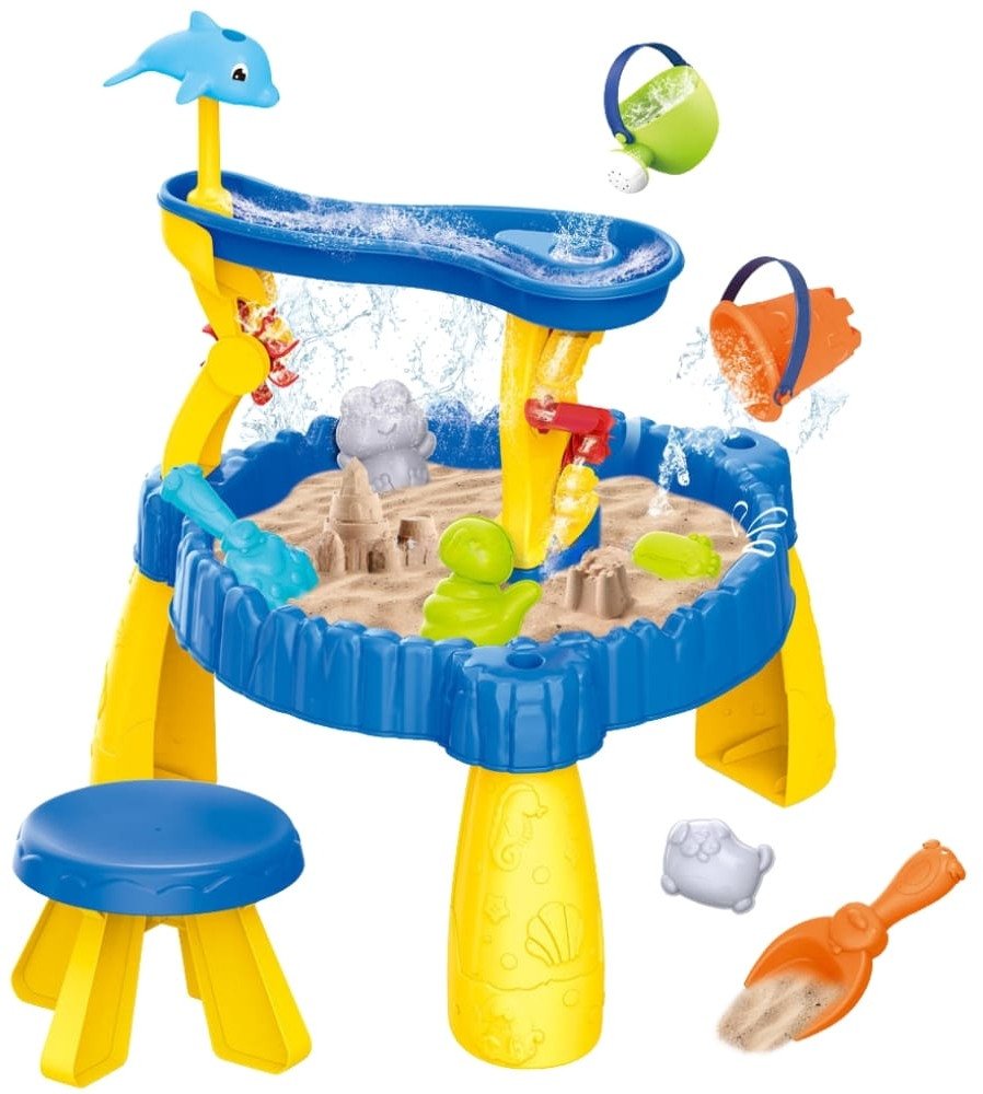 WOOPIE Stolik Wodny XL z Krzesełkiem 2w1 Piaskownica Delfinek 12el.