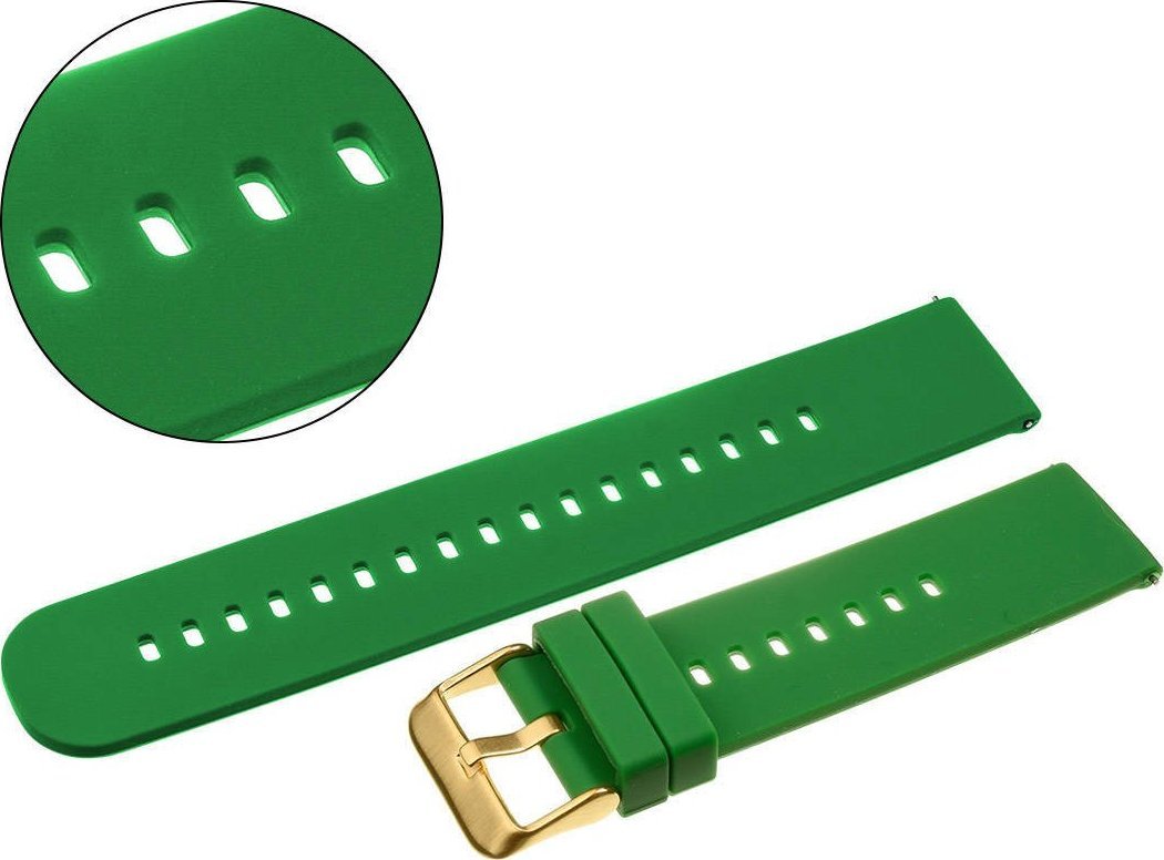 AlleTime Pasek uniwersalny 18 mm silikonowy zielony, zapinka rosegold + teleskopy