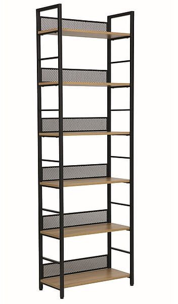 Regał 6 półek na książki RAW R6 dąb/czarny loftowy