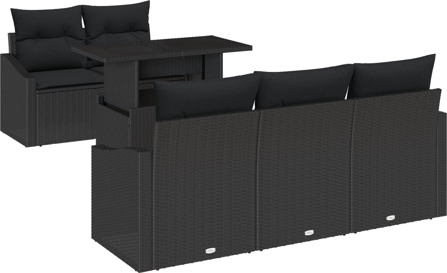 vidaXL Zestaw Sofy Ogrodowej 6 Części z Poduszkami Czarny Rattan
