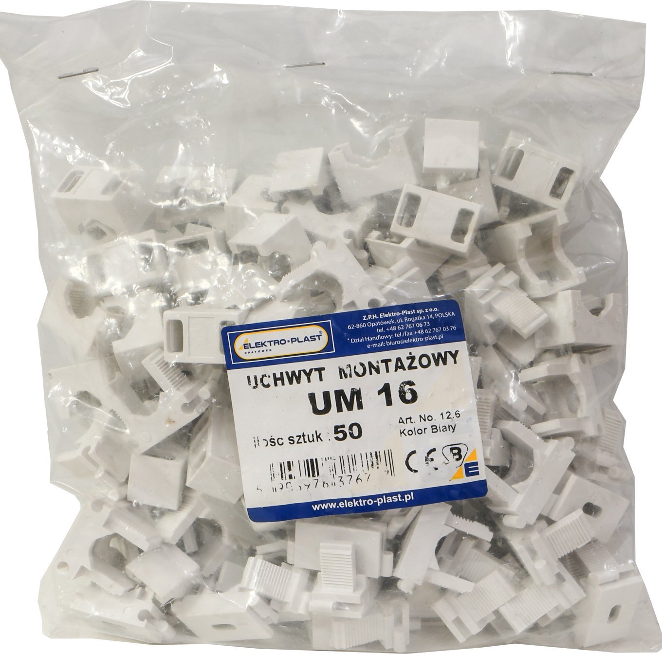 Baks Uchwyt montaż do przewodów UM 16 biały 12.6 50szt