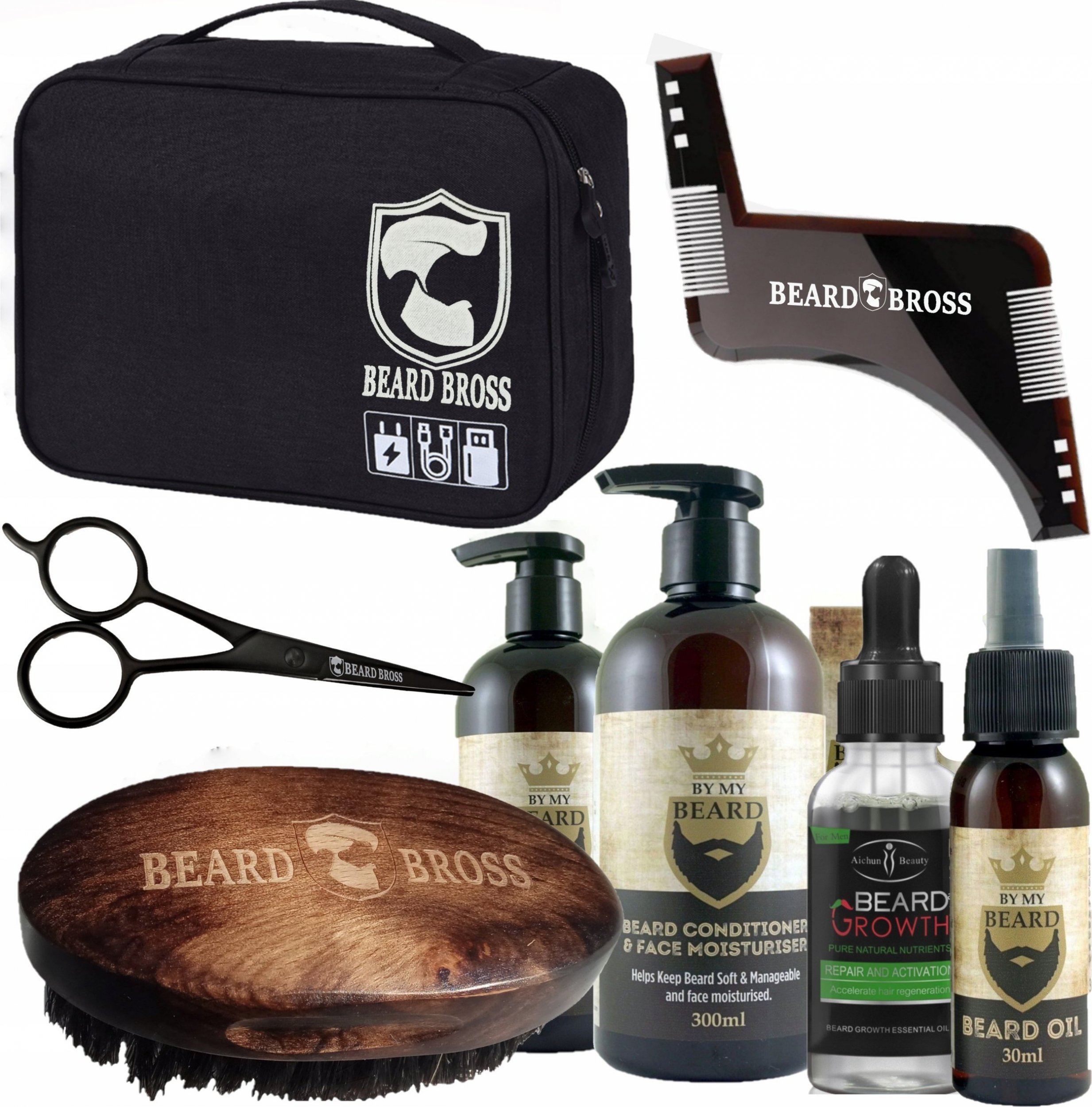Beard Bross Zestaw Beard Bross Szczotka Grzebień wzornik brody