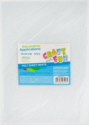 Craft with Fun CF OZDOBA DEK FILC ARKUSZ 20X30/5SZT BIEL 40/80