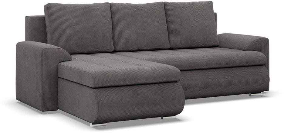 Narożnik rozkładany, lewy, Bosco, sztruks, 230x159x89 cm, ciemny szary | TYLETEGOTU