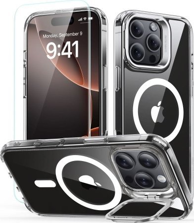 ESR ESR CLASSIC HYBRID KICKSTAND HALOLOCK MAGSAFE & TEMPERED GLASS IPHONE 16 PRO CLEAR