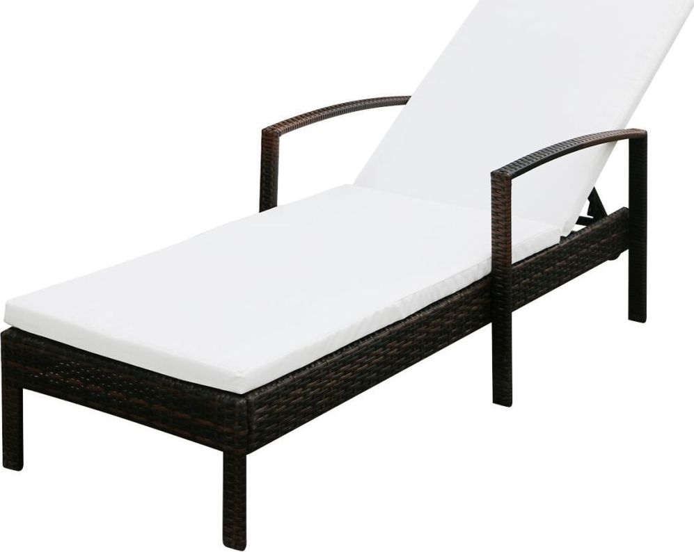 vidaXL leżak ogrodowy z poduszką, polirattan, brązowy (42941)
