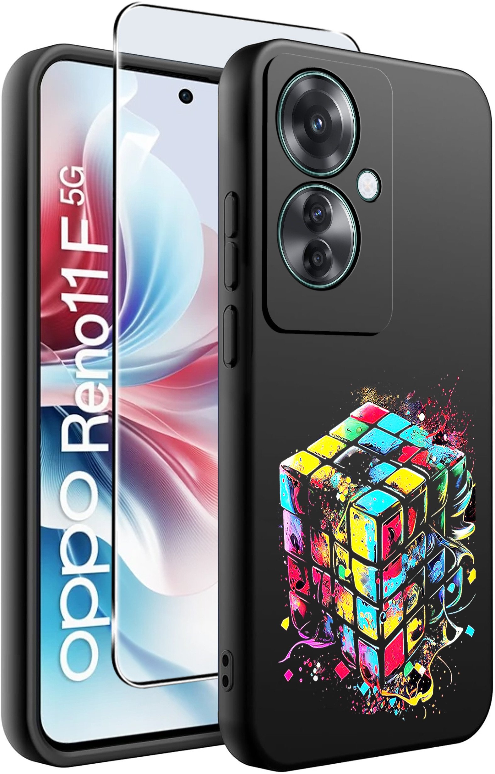 ETUI do Oppo Reno11 F 5G WZORY | SILIKONOWE MATT CASE + SZKŁO HARTOWANE 9H