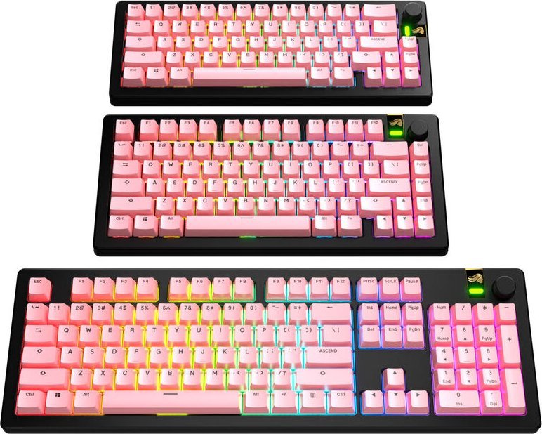 Glorious Glorious GPBT Basics Keycaps, ANSI Layout (US), PBT, Dye-Sub - Potion Pink