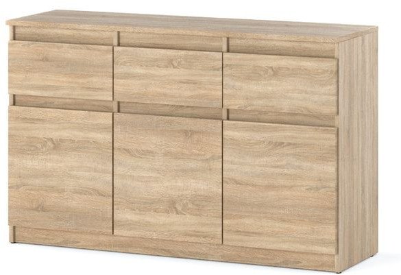 Komoda Nowoczesna 120cm Z 3 Szufladami 120cm Młodzieżowa Sonoma Dąb Wotan