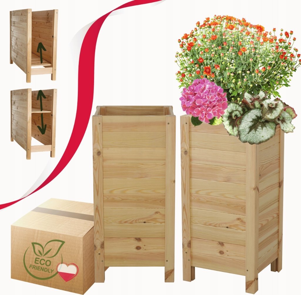 Wamar-Sosenka DREWNIANA DONICA SKRZYNIA BALKONOWA ERDES-7-1 NATURALNA DREWNO SOSNOWE