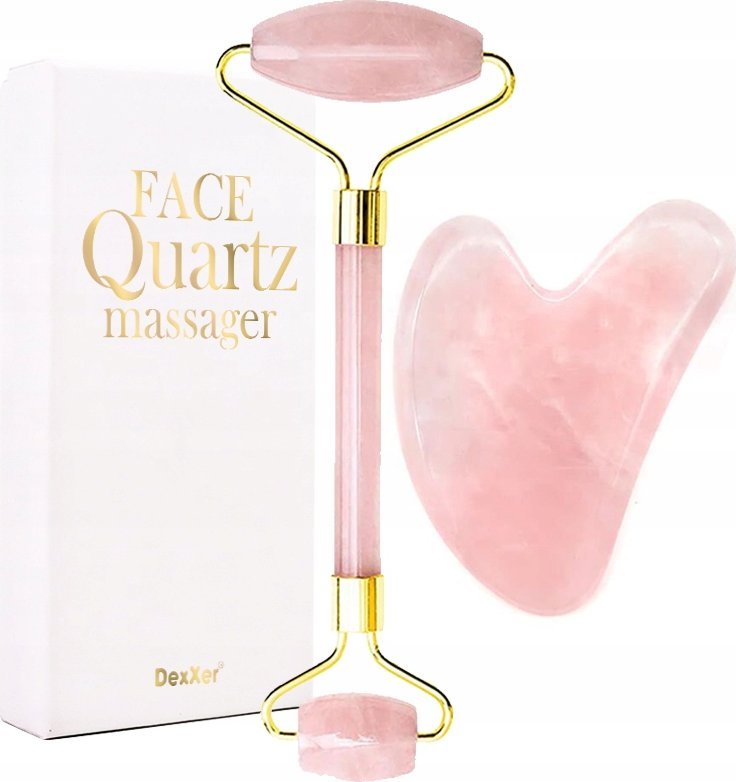 MASAŻER KWARCOWY + PŁYTKA GUASHA RÓŻOWY PQM-2