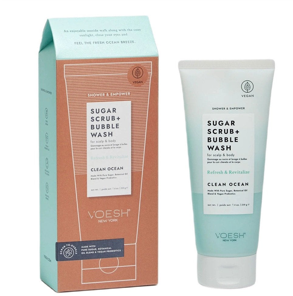 VOESH_Sugar Scrub + Bubble Wash peeling i pianka do mycia skóry głowy i ciała Clean Ocean 210g