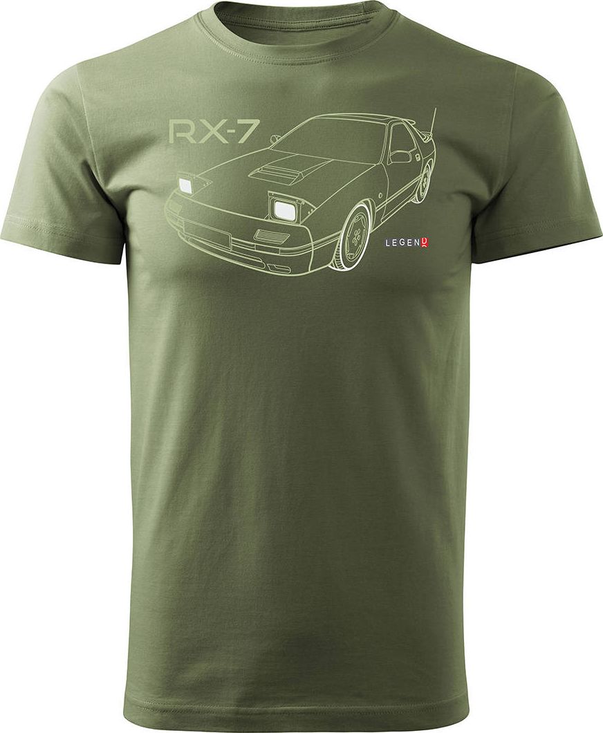Topslang Koszulka z samochodem MAZDA RX-7 RX 7 męska khaki REGULAR XL