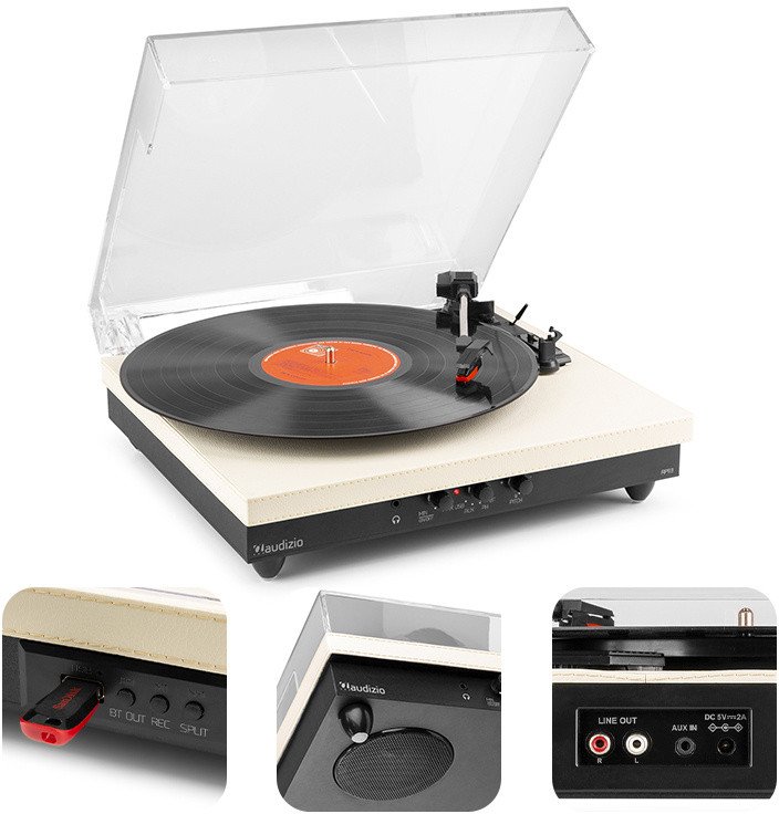 ML Gramofon RP113C Audizio wejście/wyjście BT kremowy+ winyl gratis