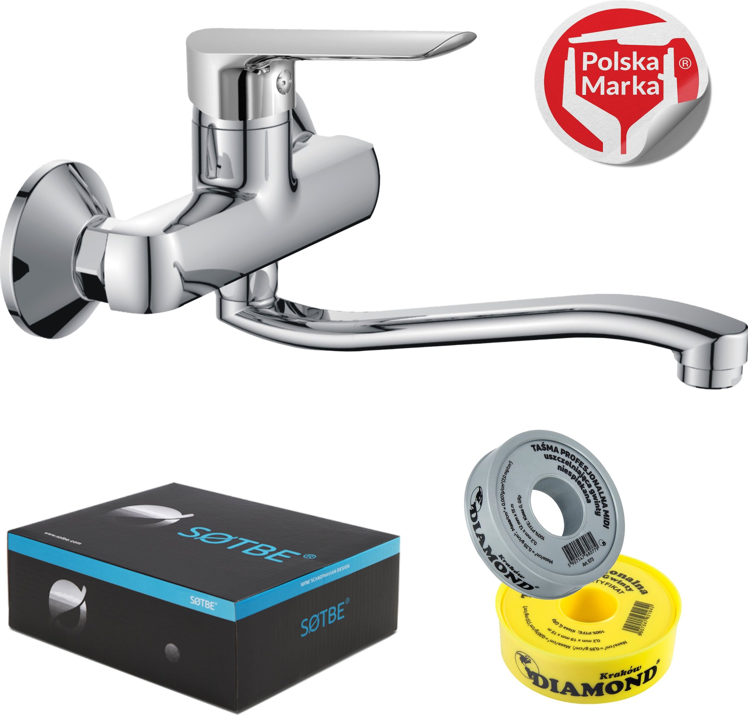 Bateria kuchenna Sotbe SOTBE MALSELVA Bateria kuchenna ścienna Ruchoma wylewka 30 cm