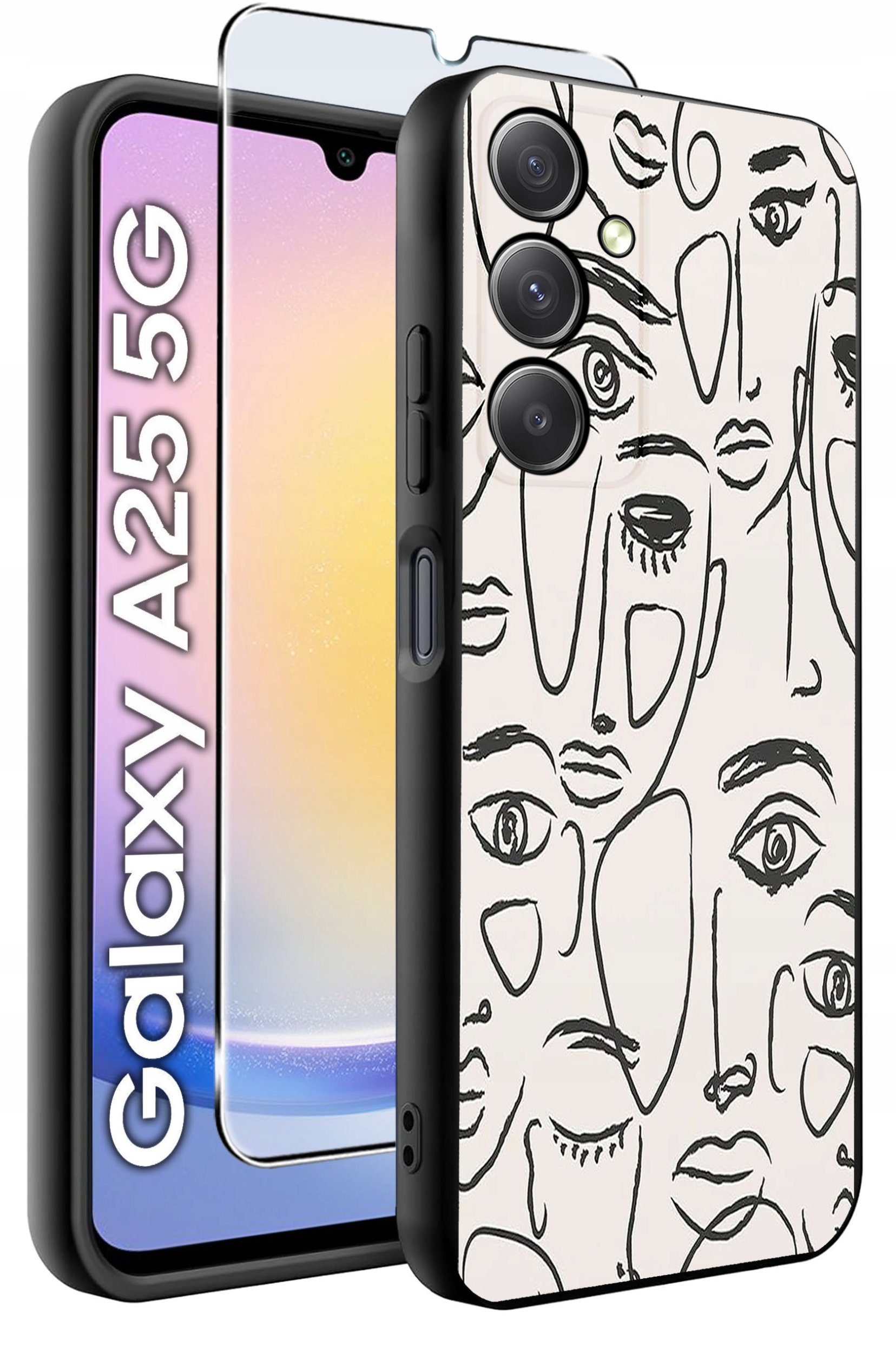 ETUI do Samsung A25 5G WZORY | SILIKONOWE MATT CASE + SZKŁO HARTOWANE 9H