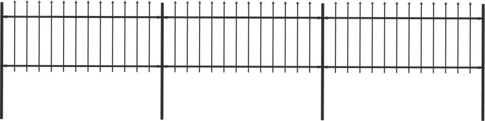 vidaXL Ogrodzenie z prętów z grotami, stalowe, 5,1 x 0,8 m, czarne