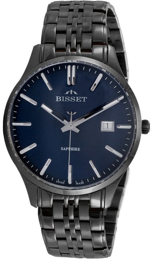 Szwajcarski zegarek męski Bisset BSDF38 szafirowe szkło grafitowy gt