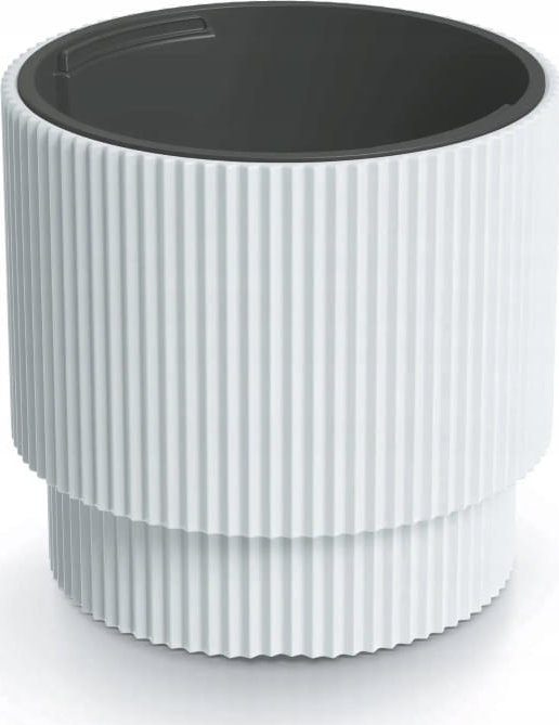 Doniczka biała prążkowana plastikowa 29,8x28,5 cm z wkładem Milly