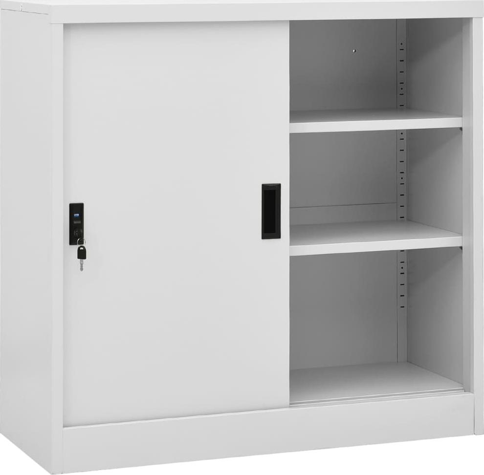 vidaXL Szafka biurowa z przesuwnymi drzwiami, jasnoszara, 90x40x90 cm