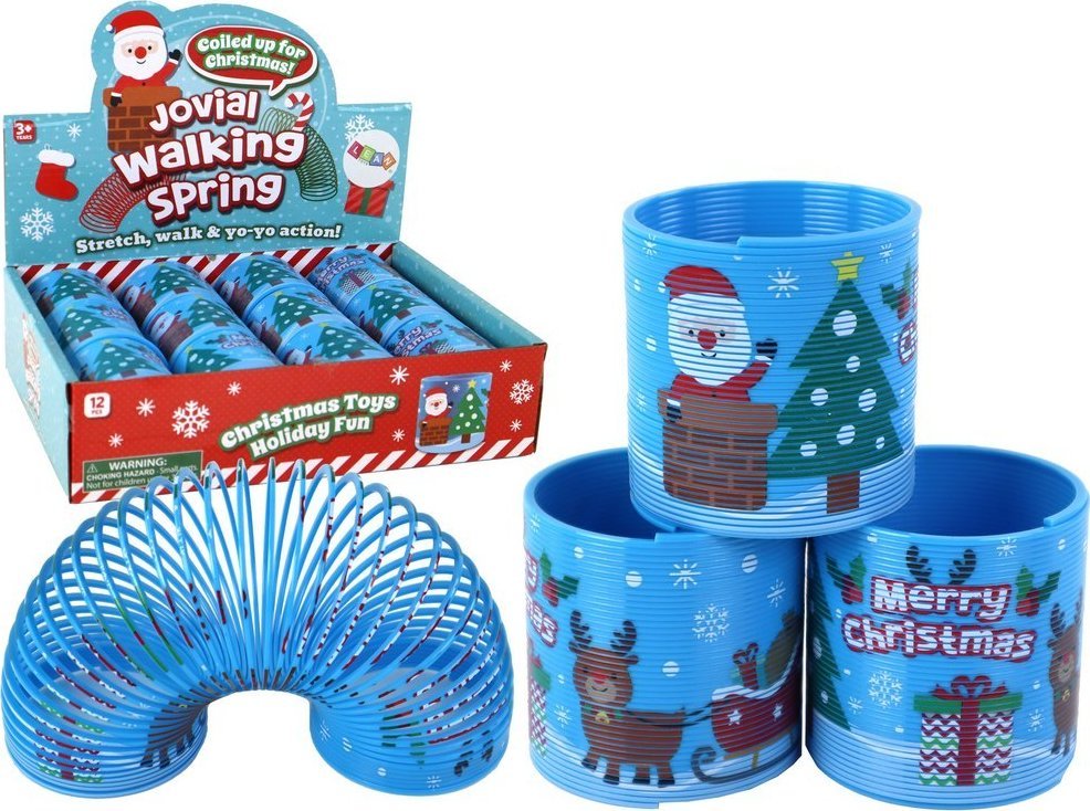LeanToys Kultowa Sprężyna Niebieska Motyw Świąteczny Relaksacyjna 6CM