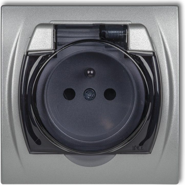 Karlik Gniazdo bryzgoszczelne Logo z/u srebrny metalik (7LGPB-1zd)