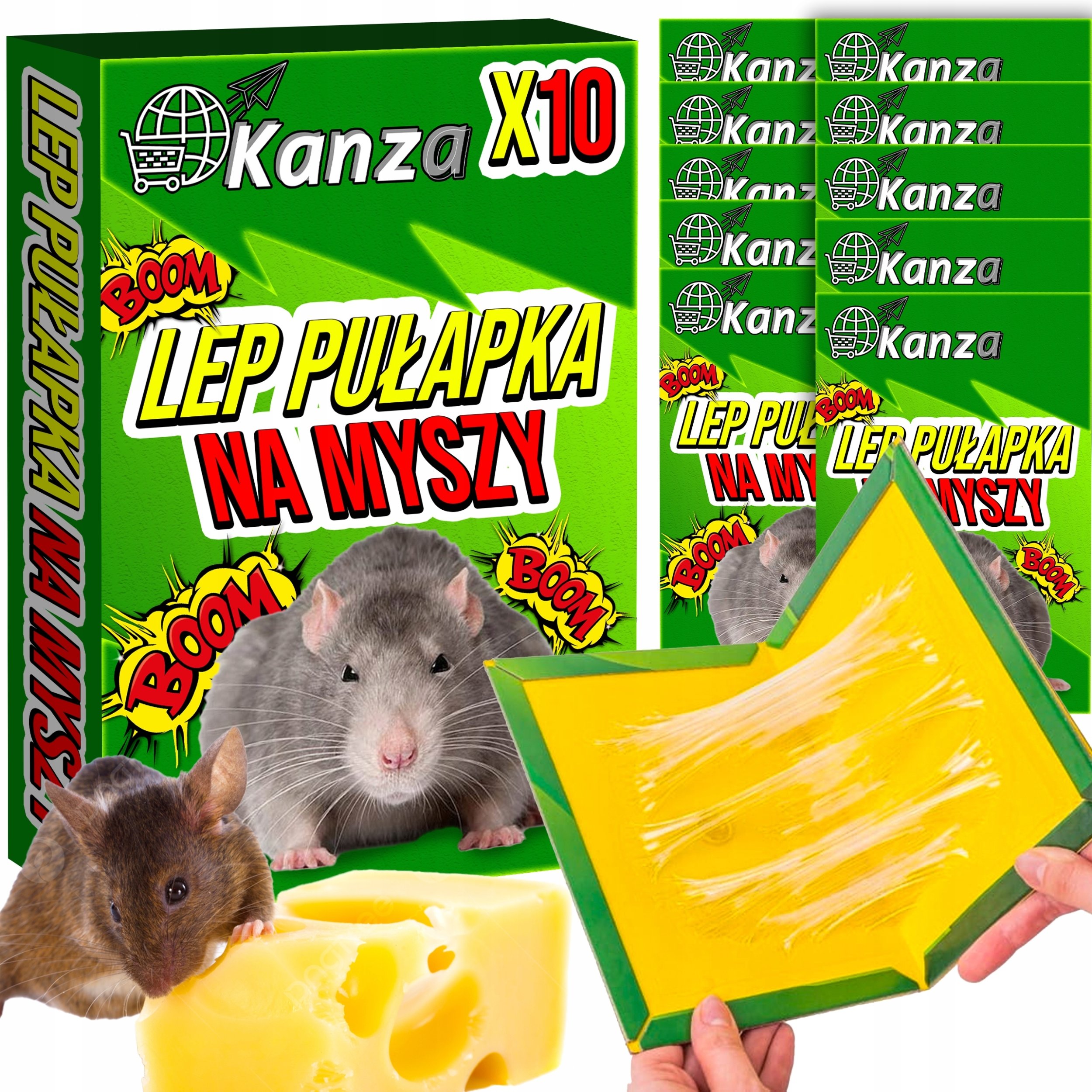 10x PUŁAPKA NA MYSZY I SZCZURY LEP KANZA
