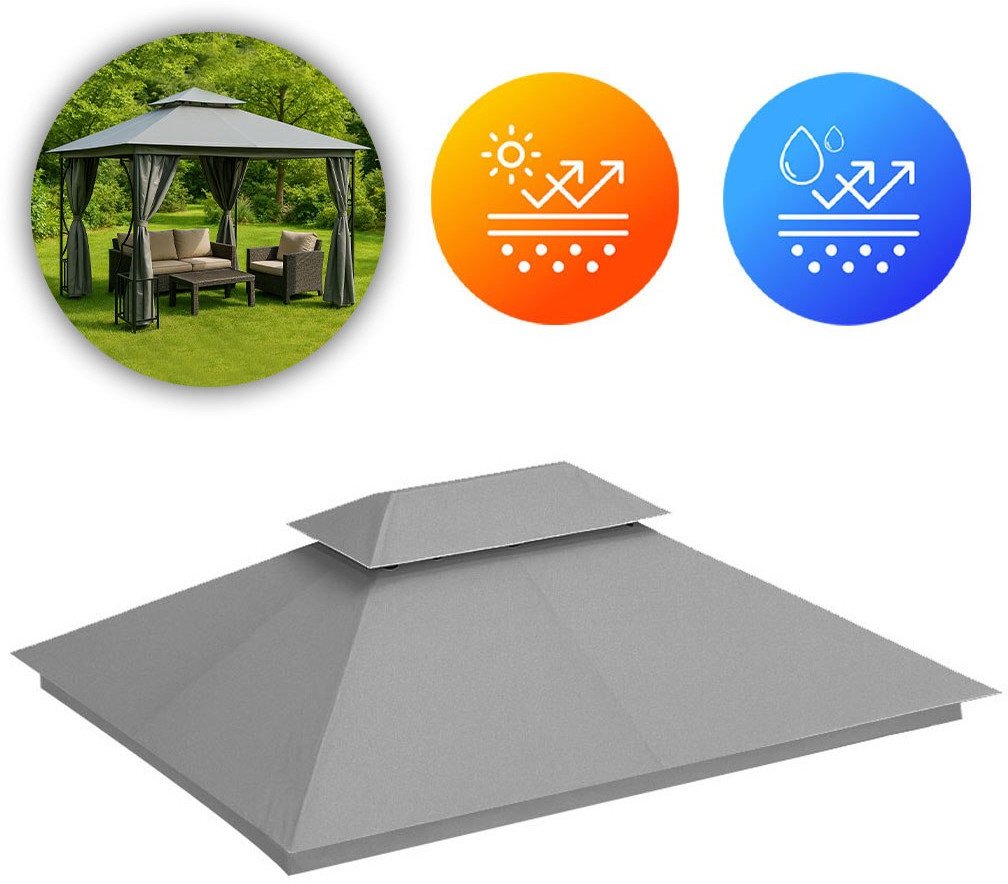 Dach do pawilonu ogrodowego 3x4 m wodoodporne poszycie otwór wentylacyjny szary MultiGarden