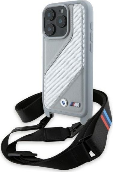 BMW BMW BMHCP16L23PSCCG iPhone 16 Pro 6.3" szary/grey hardcase M Edition Carbon Stripe & Strap