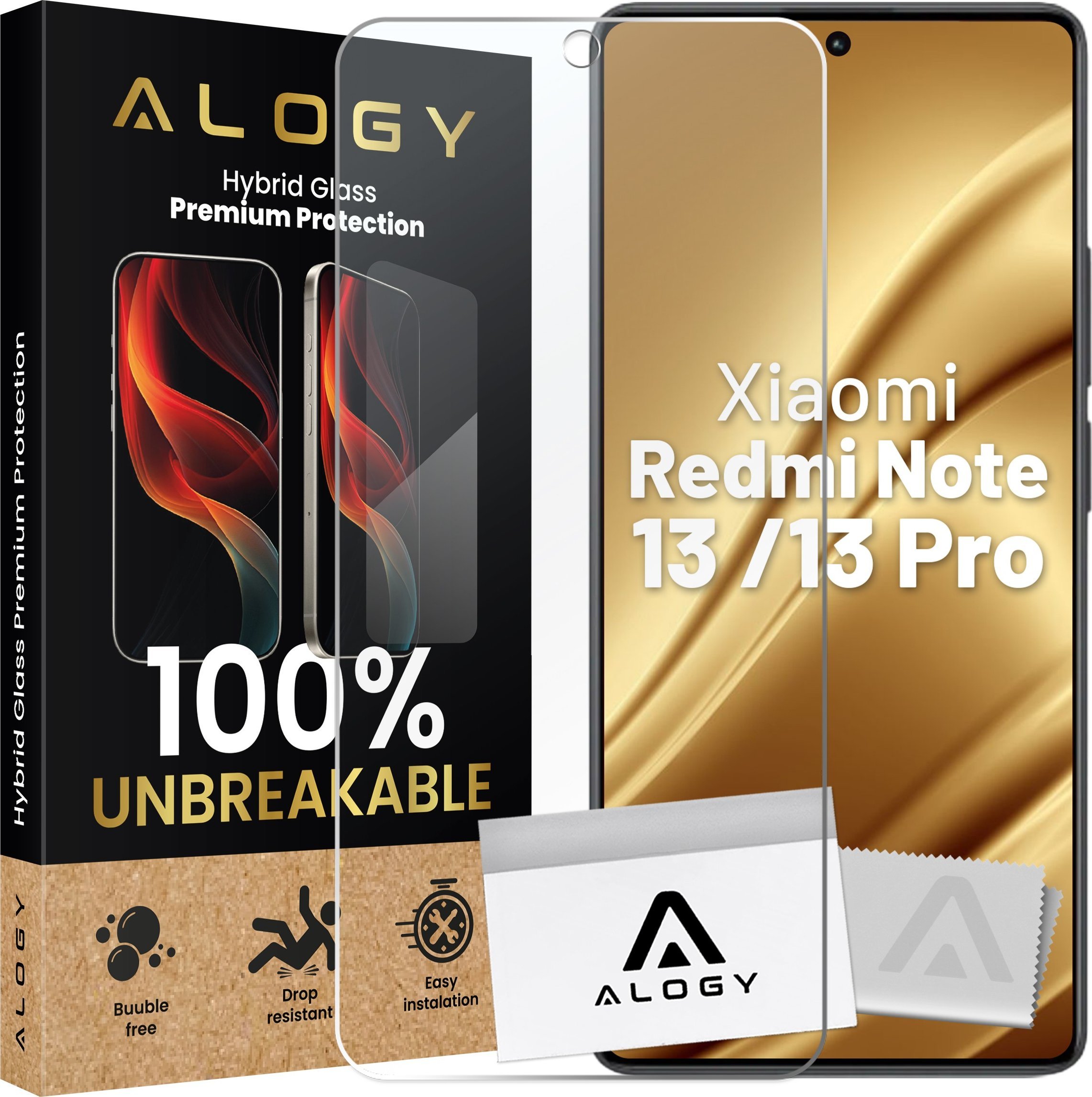 Alogy Szkło hybrydowe do Xiaomi Redmi Note 13 / Note 13 Pro na ekran Alogy Flexi Glass 9H Case Friendly płaskie na ekran