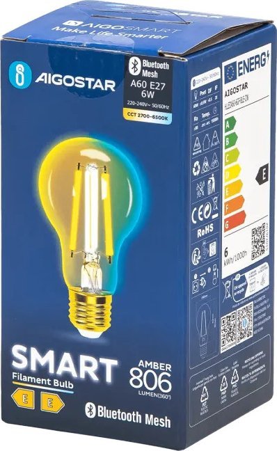 Aigostar Inteligentna żarówka Bluetooth Mesh A60 6W CCT E-27 Inteligentna żarówka Bluetooth Mesh A60 6W CCT