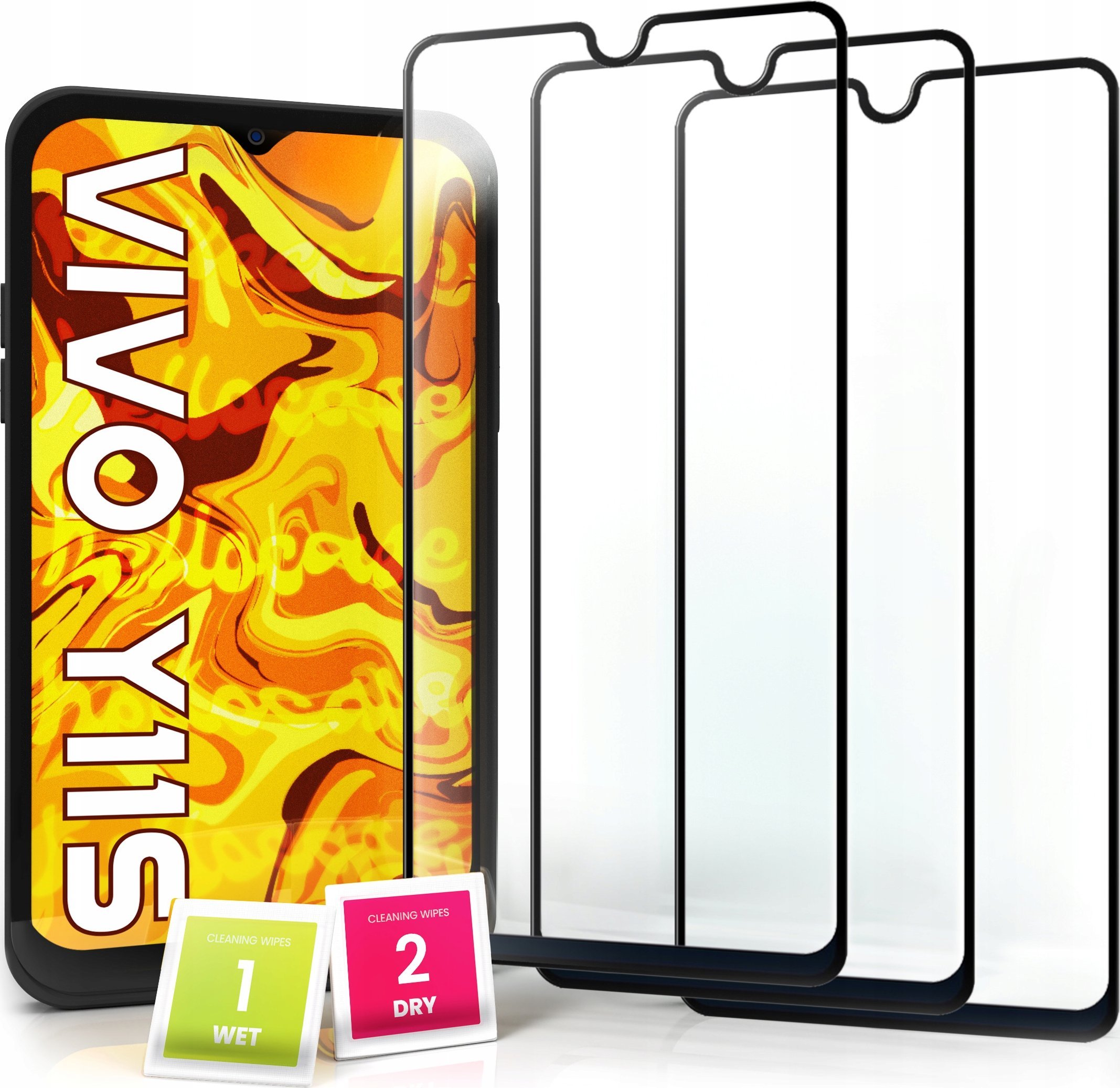 Hello Case 3-pak SZKŁO HARTOWANE DO Vivo Y11s na cały ekran 9H ochronne 5D