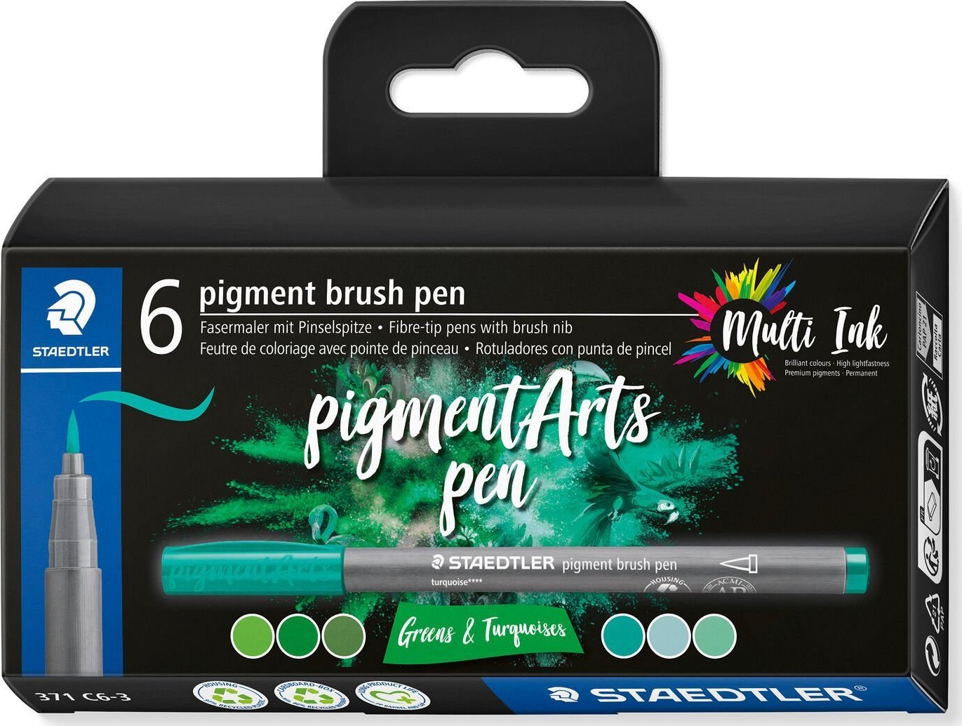 Staedtler STAEDTLER MultiInk Pigment Arts brush pen 6er-Set grün&türki retail