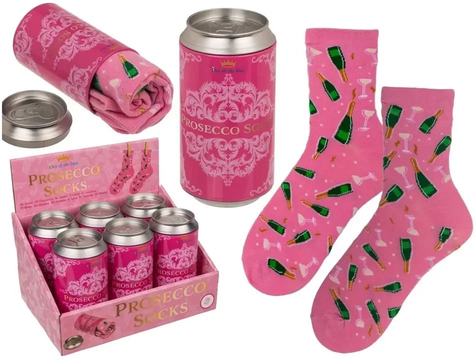 Skarpetki Różowe PROSECCO w Puszce - rozmiar uniwersalny