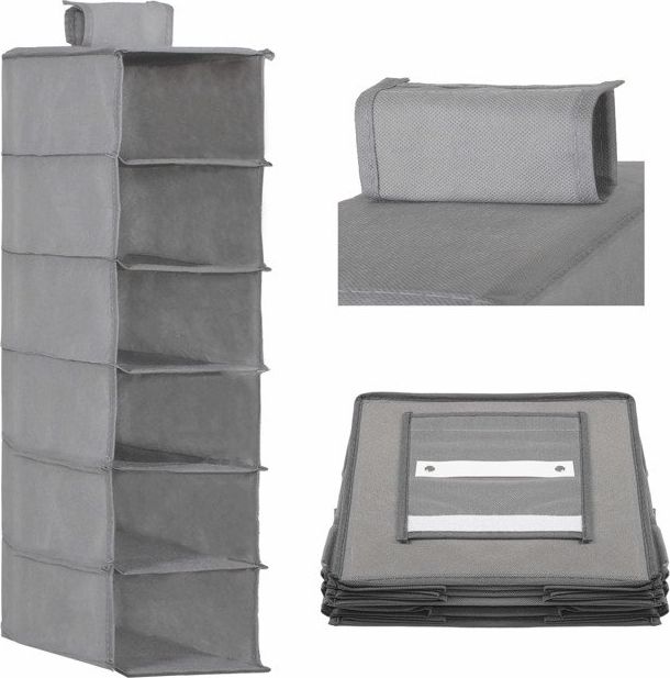 Springos Organizer do szafy wiszący z 6 półkami szary UNIWERSALNY