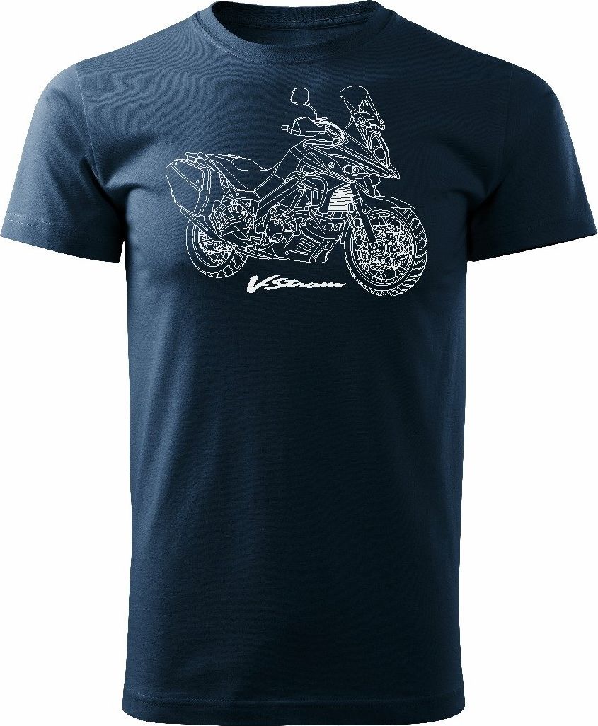 Topslang Koszulka motocyklowa z motocyklem Suzuki V-strom DL-650 męska granatowa REGULAR M