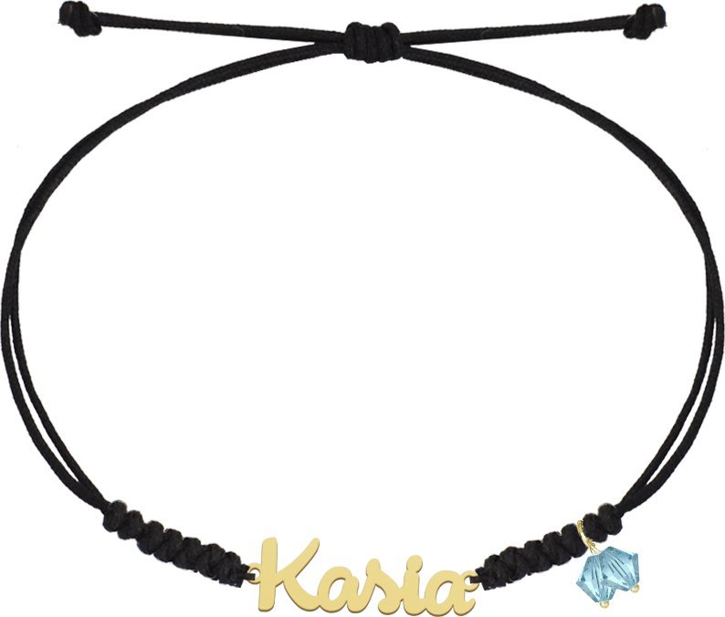 Radziszewska Jewellery Bransoletka Pozłacana z Imieniem Napisem na sznurku