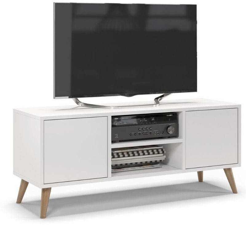 Szafka rtv, skandynawski styl, SKAND, 120x40x50 cm, biały, mat | TYLETEGOTU