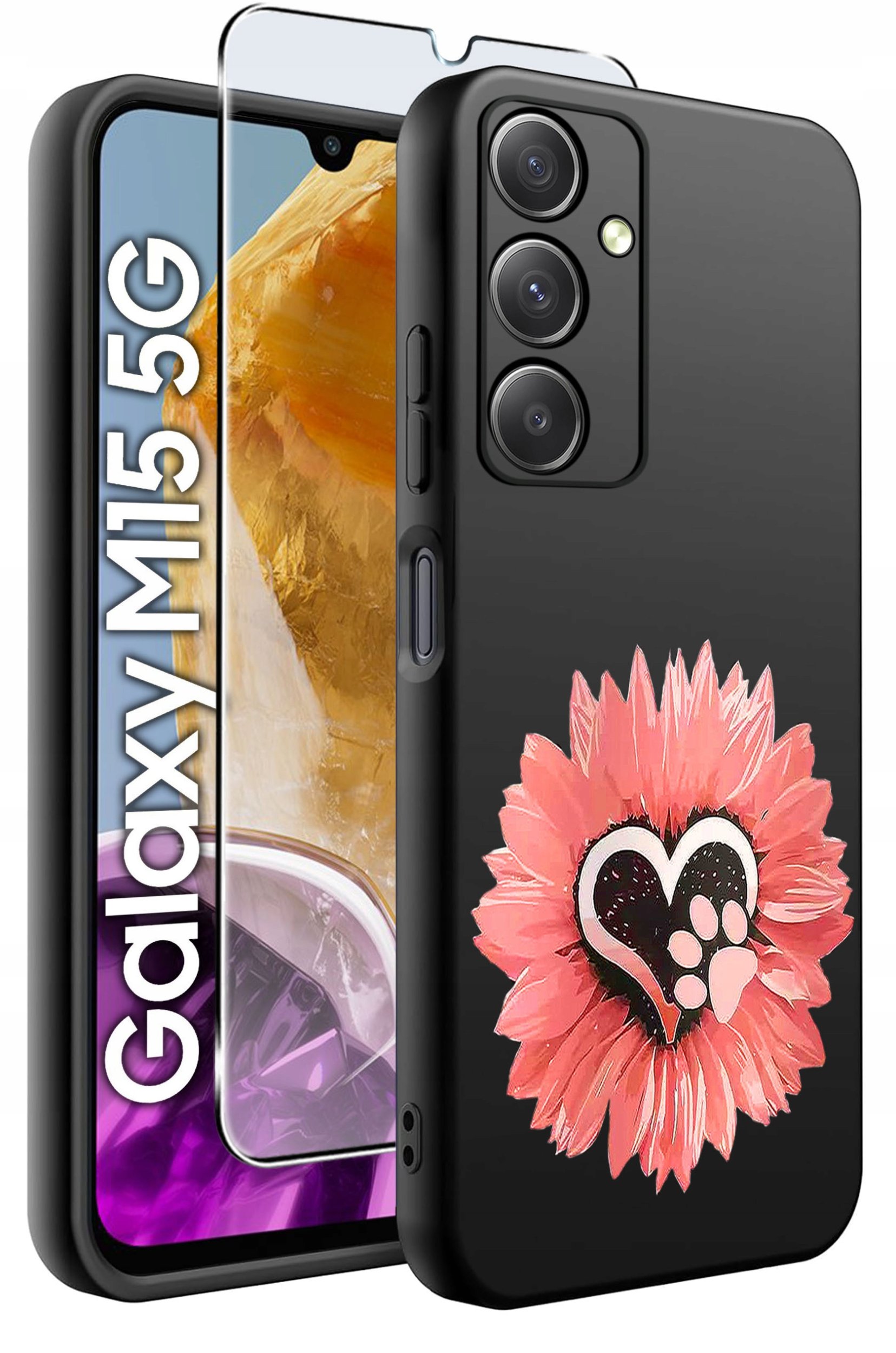 ETUI do Samsung M15 5G WZORY | SILIKONOWE MATT CASE + SZKŁO HARTOWANE 9H