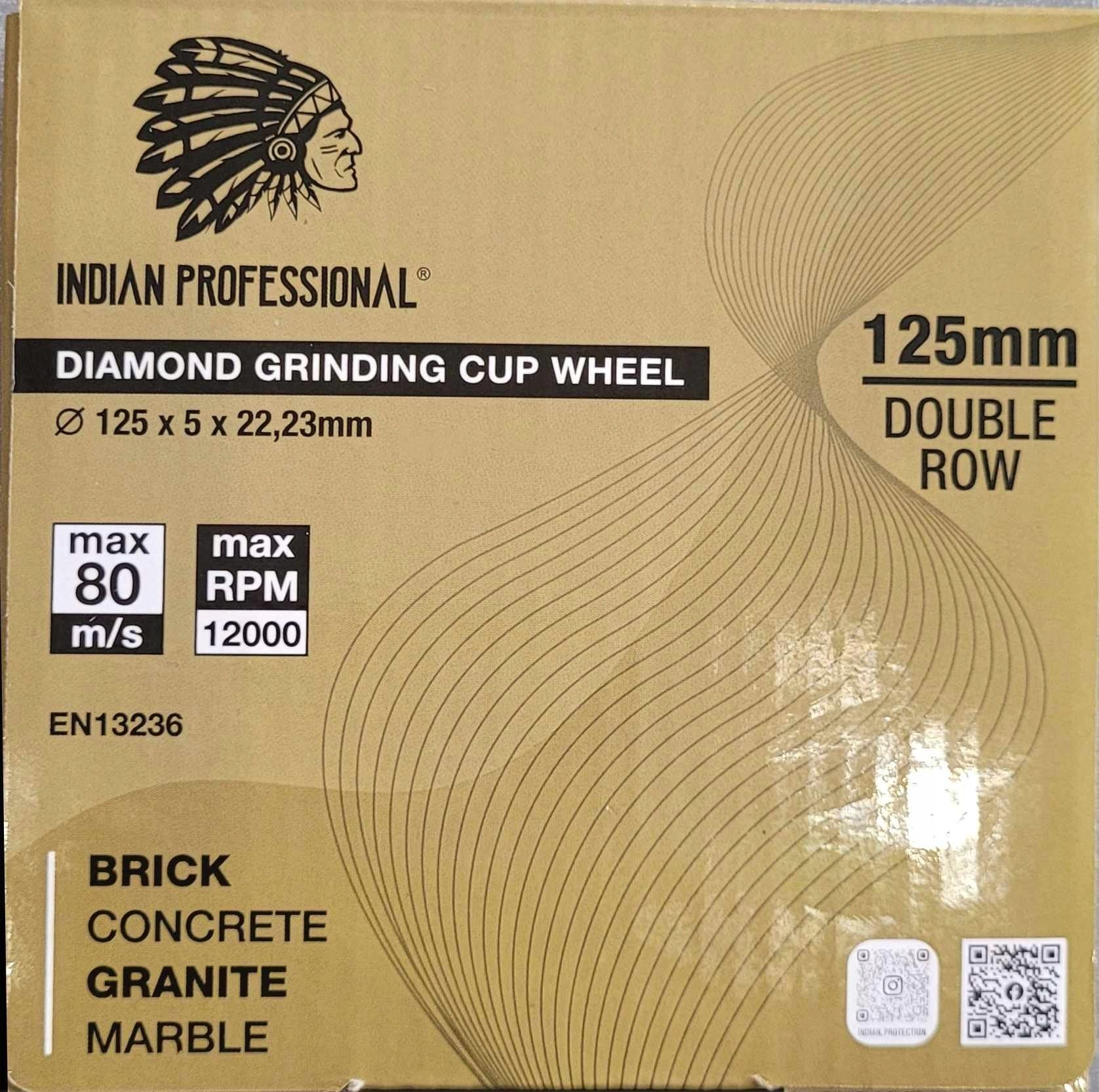 INDIAN PROFESSIONAL TARCZA DIAMENTOWA SZLIFIERSKA 125mm DOUBLE ROW INDIAN PROFESSIONAL