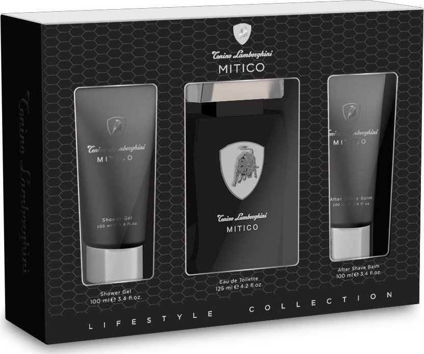 Tonino Lamborghini Mitico zestaw woda toaletowa spray 125ml + balsam po goleniu 100ml + żel pod prysznic 100ml