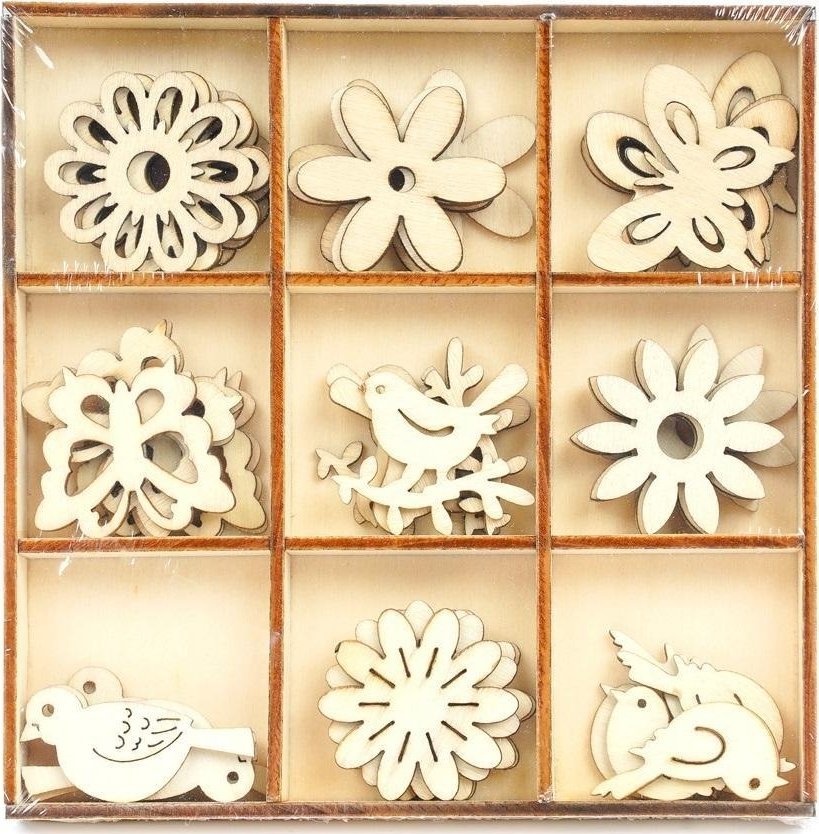 Płatki drewniane dekoracyjne 45szt craft 02