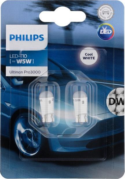 Philips Żarówki LED PHILIPS W5W T10 Ultinon Pro3000 SI 6000K (2 sztuki)