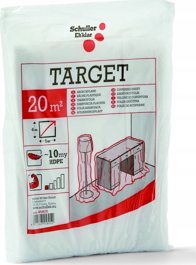 Folia malarska Schuller Folia maskująca TARGET S10 4x5, jasna, 4x5m, 20m2, 10my, Schuller Eh,klar