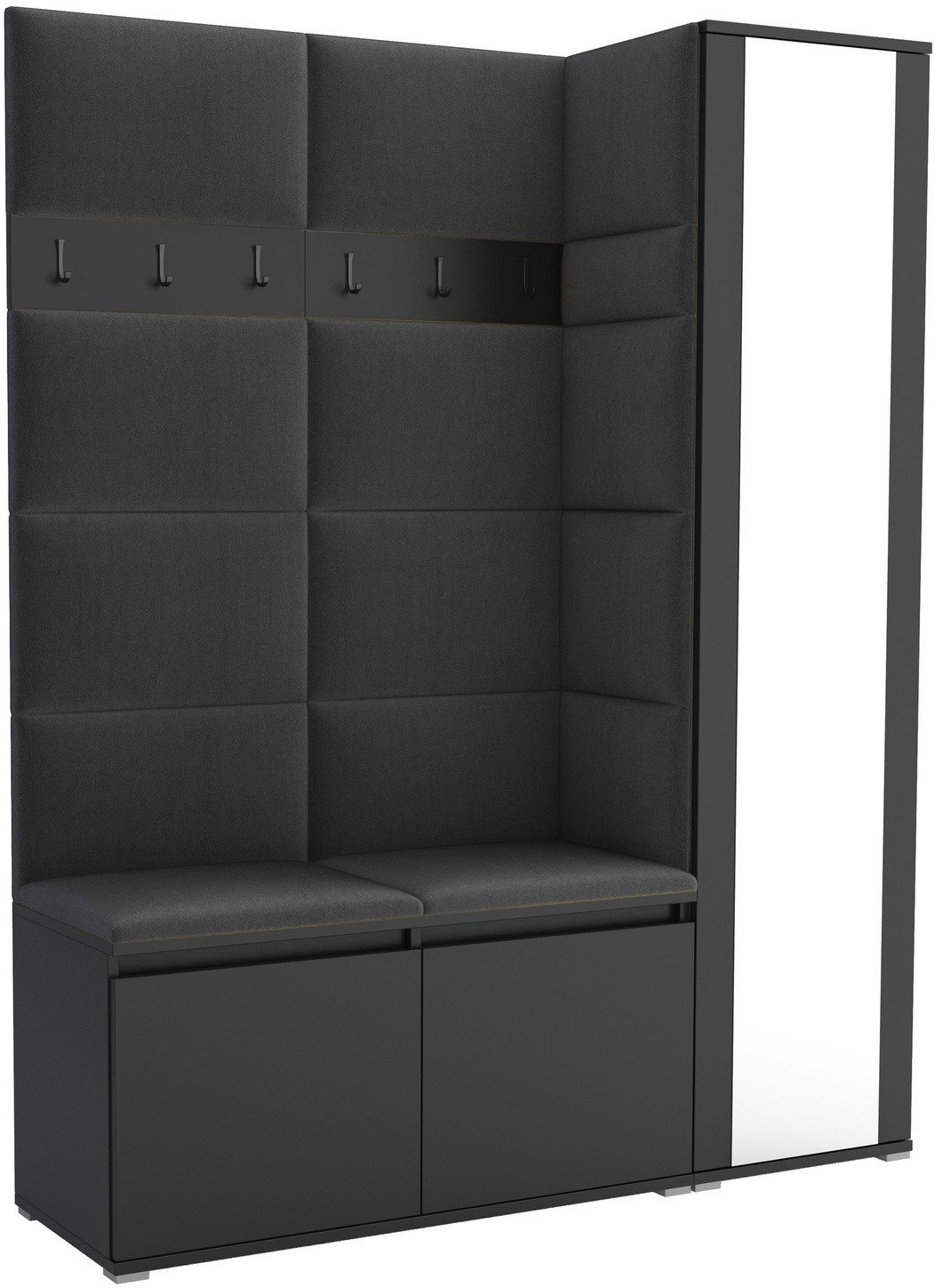 Tapicerowana garderoba Noris VII z lustrem - kolor czarny + tkanina Trinity 15