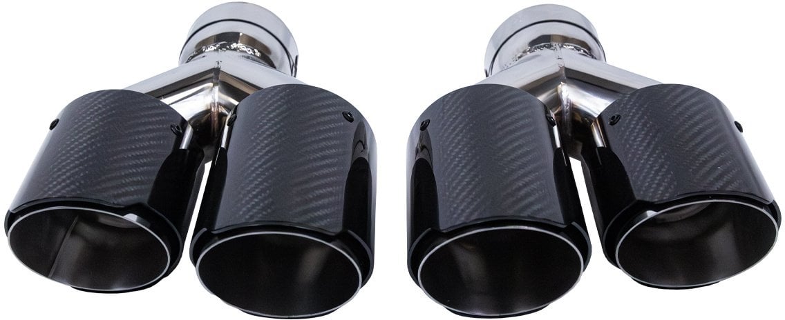 Końcówka tłumika 89mmx2 wejście 70mm Carbon Gloss Zestaw